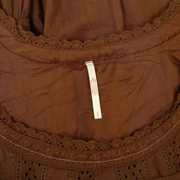 Free People Sandy Shores Babydoll Mini Dress Eyelet Embroidered Tiered S 283188 - Picture 8 of 8